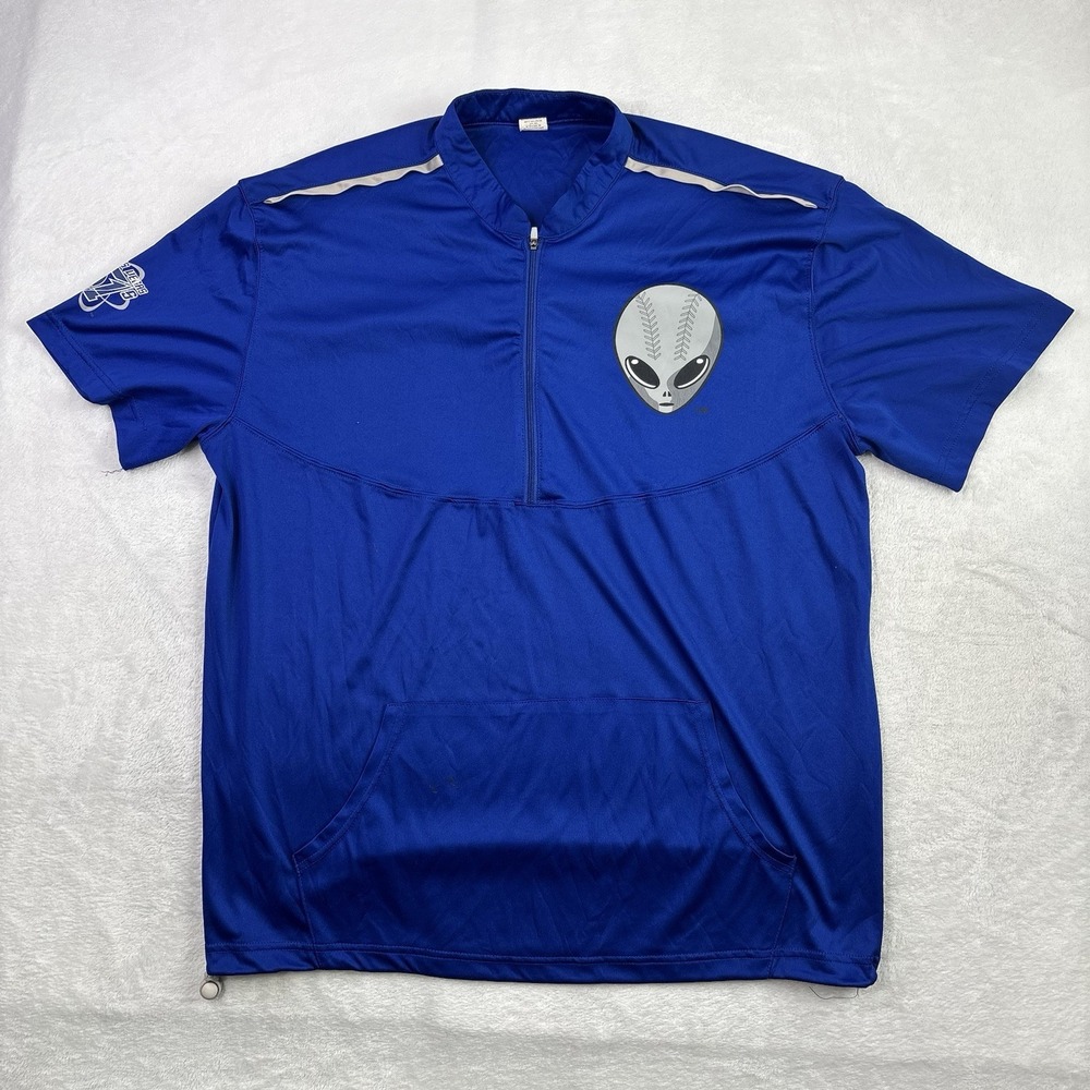 Las Vegas 51's Aviators Blue Short Sleeve 1/4 Zip Pullover Shirt XL Baseball